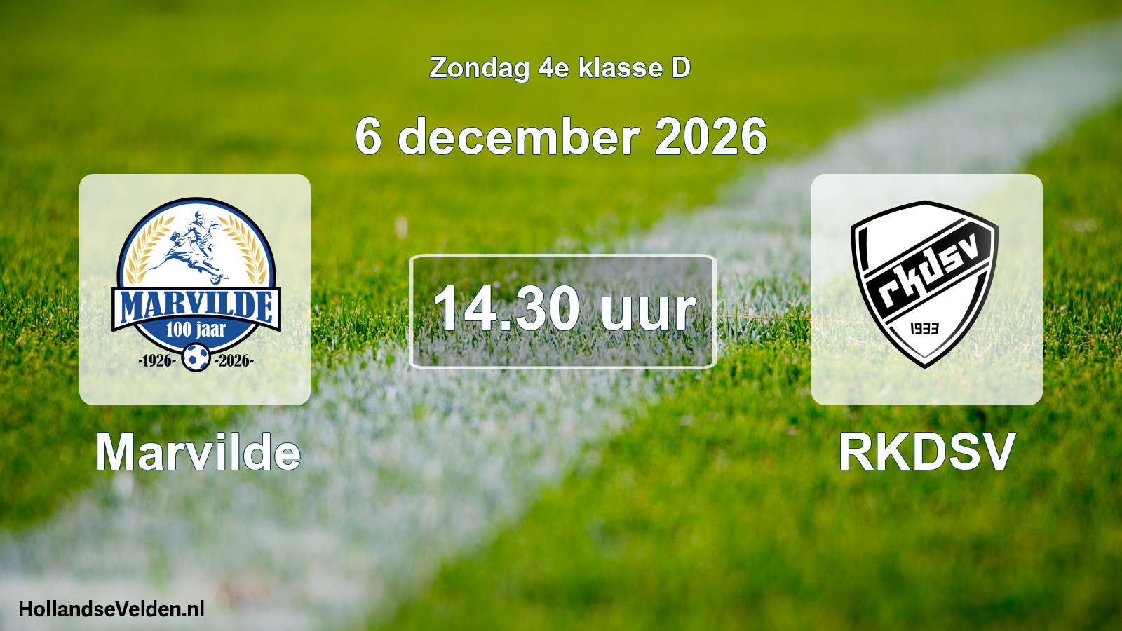 Geplande wedstrijd: Marvilde - RKDSV (6 december 2026)
