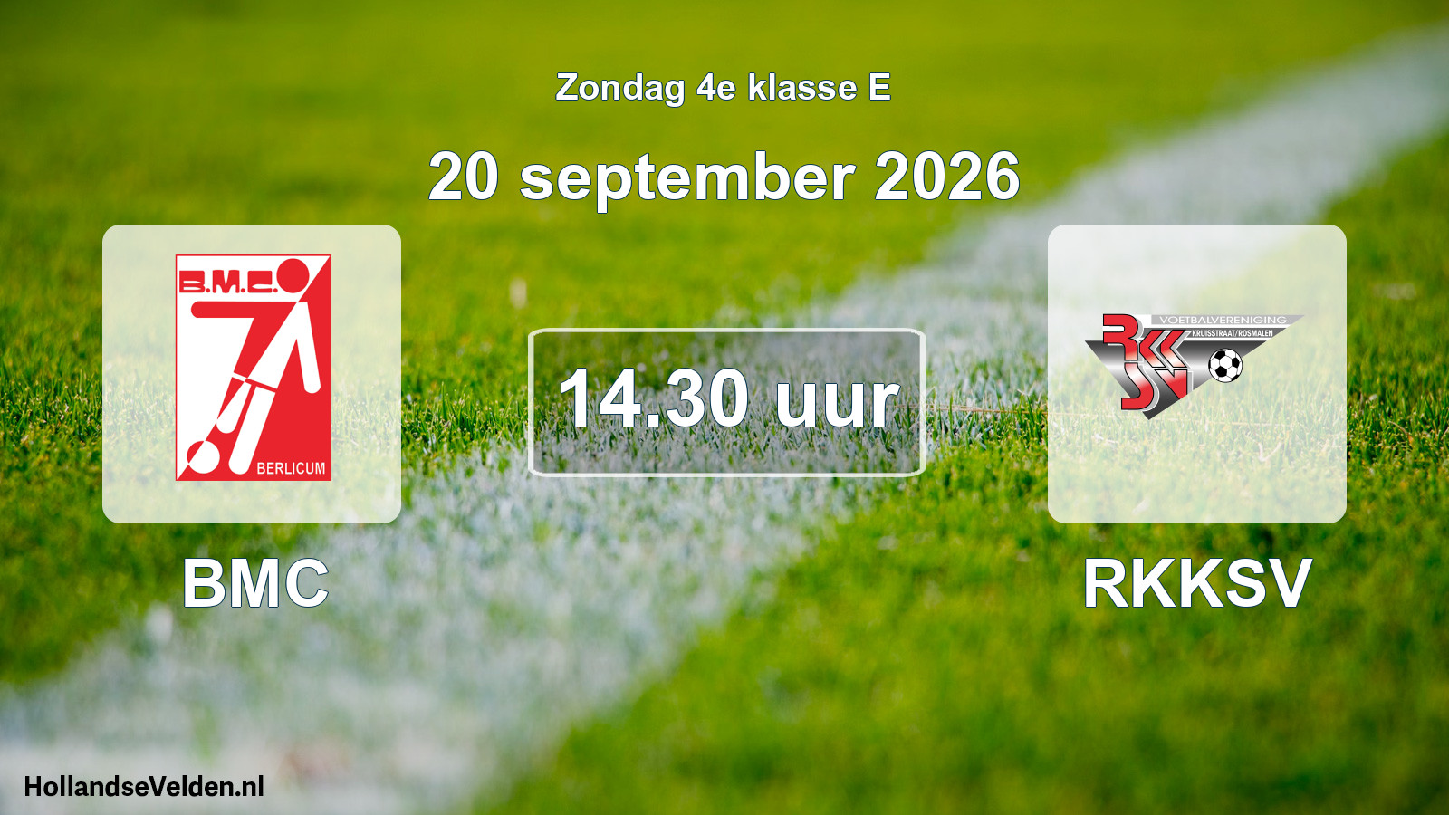 Geplande wedstrijd: BMC - RKKSV (20 september 2026)