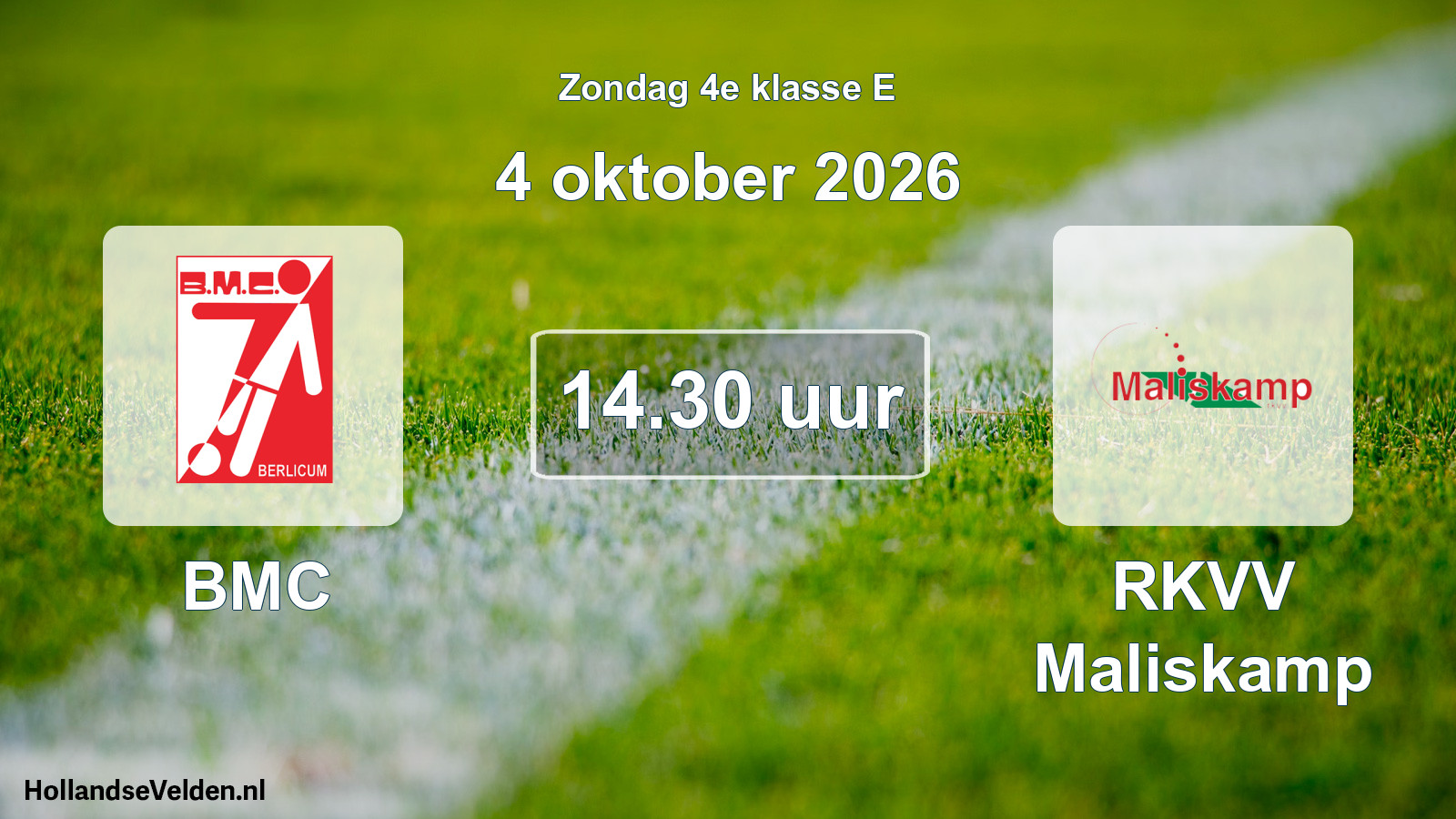 Geplande wedstrijd: BMC - RKVV Maliskamp (4 oktober 2026)