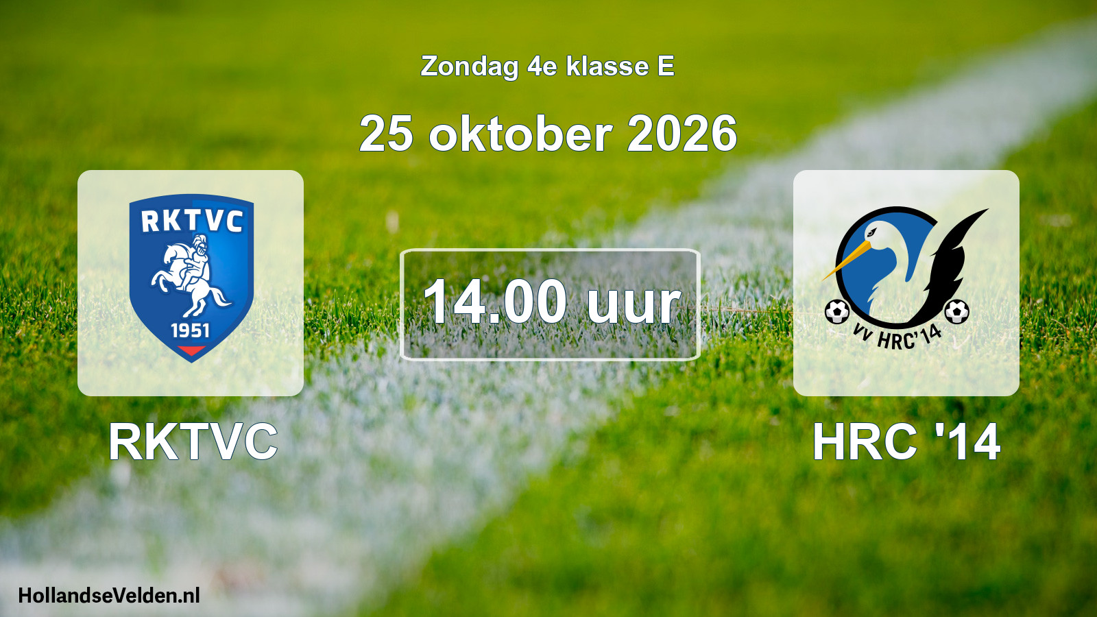 Geplande wedstrijd: RKTVC - HRC '14 (25 oktober 2026)