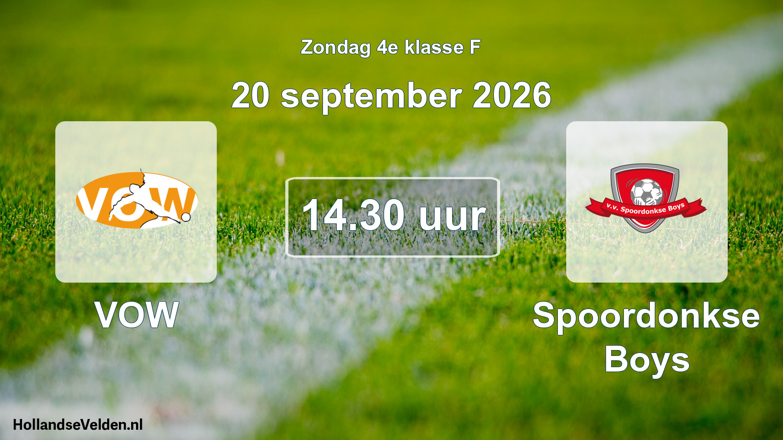 Geplande wedstrijd: VOW - Spoordonkse Boys (20 september 2026)