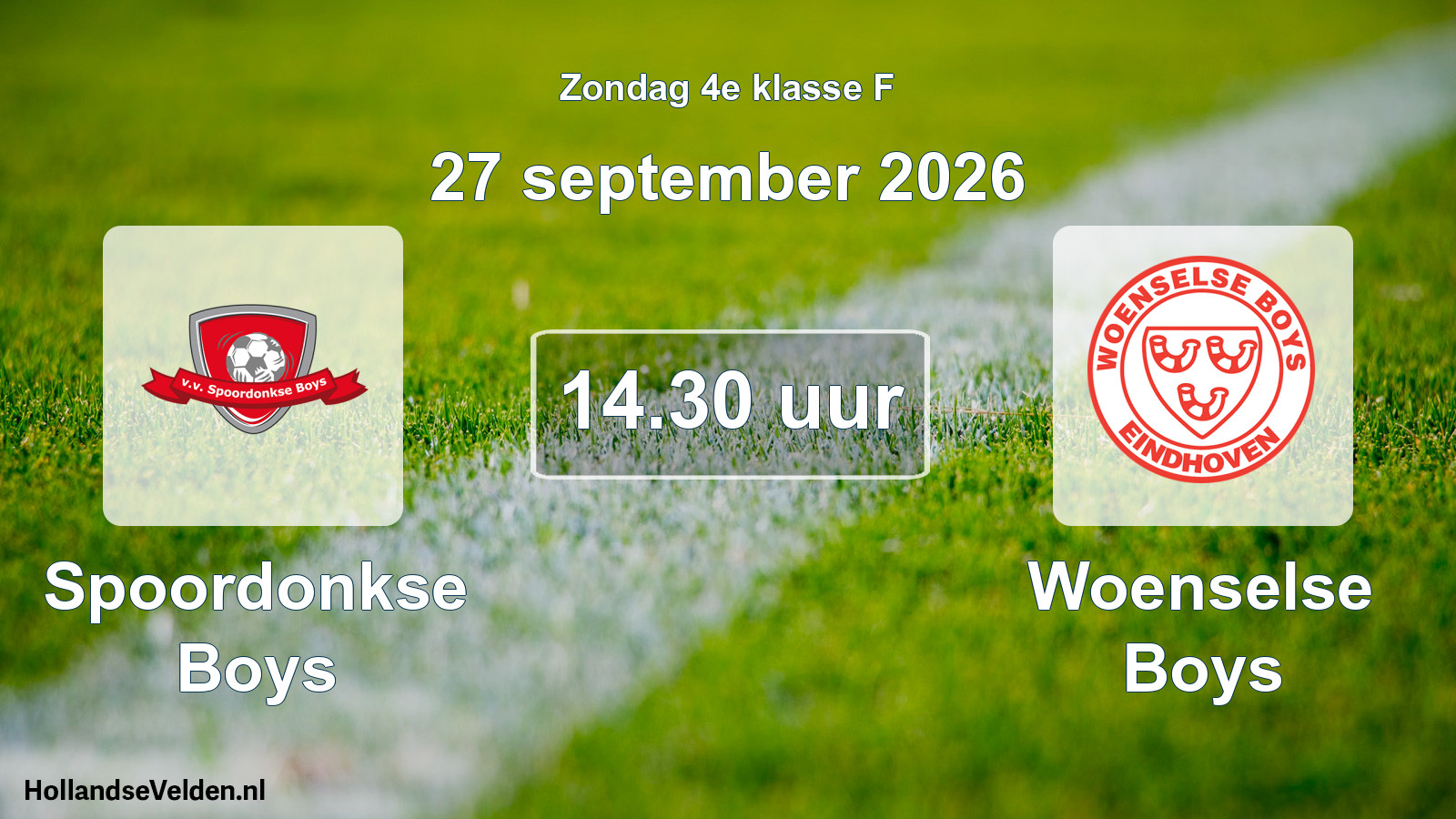 Geplande wedstrijd: Spoordonkse Boys - Woenselse Boys (27 september 2026)