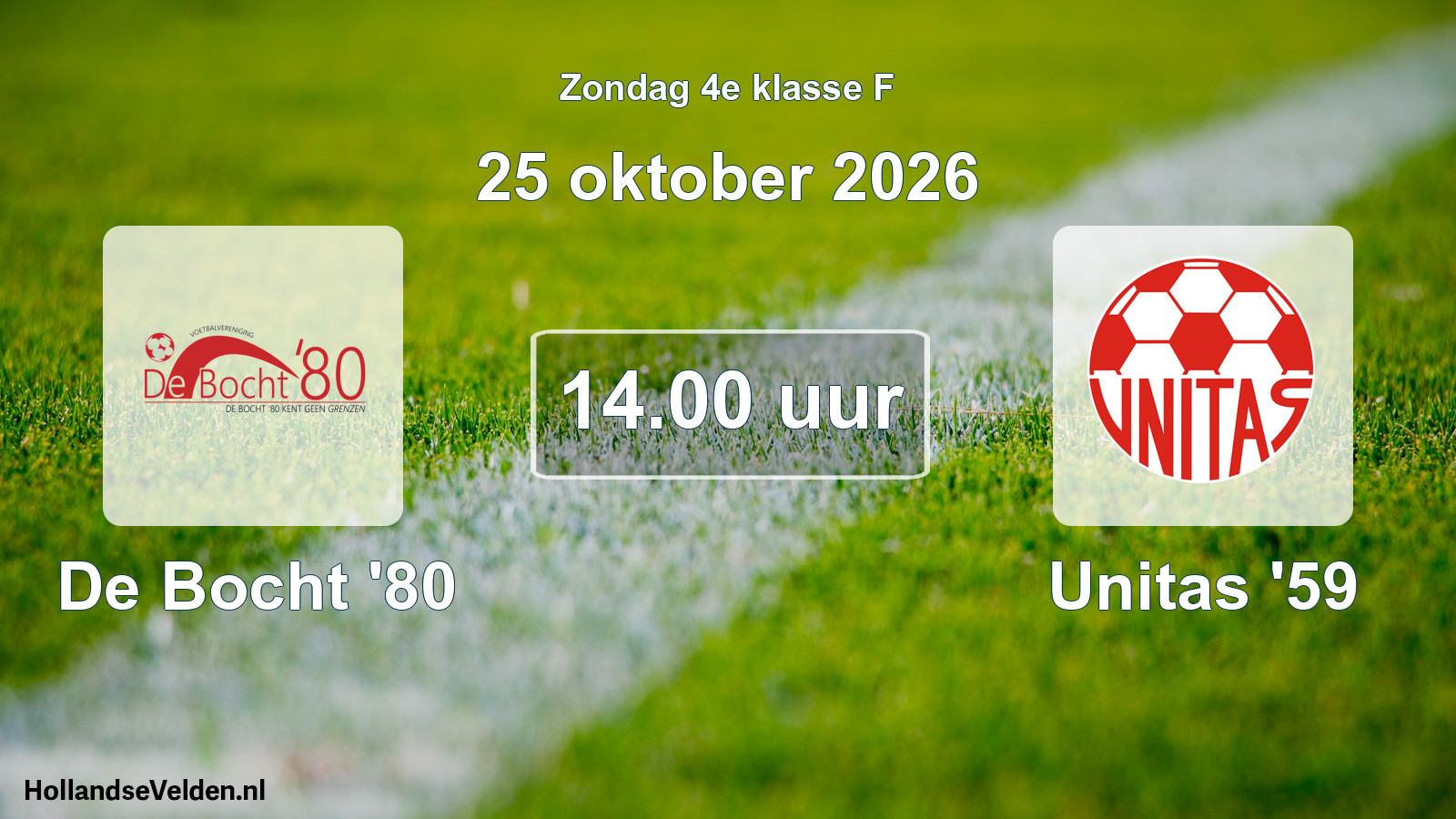 Geplande wedstrijd: De Bocht '80 - Unitas '59 (25 oktober 2026)
