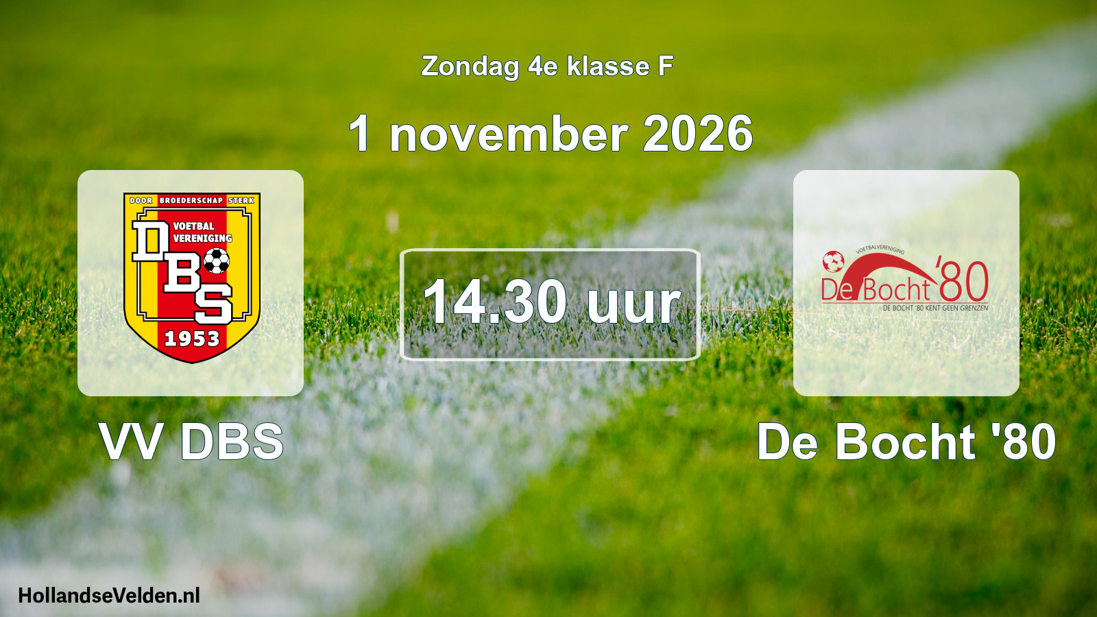 Geplande wedstrijd: VV DBS - De Bocht '80 (1 november 2026)