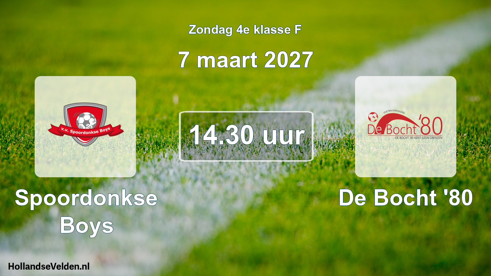 Geplande wedstrijd: Spoordonkse Boys - De Bocht '80 (7 maart 2027)