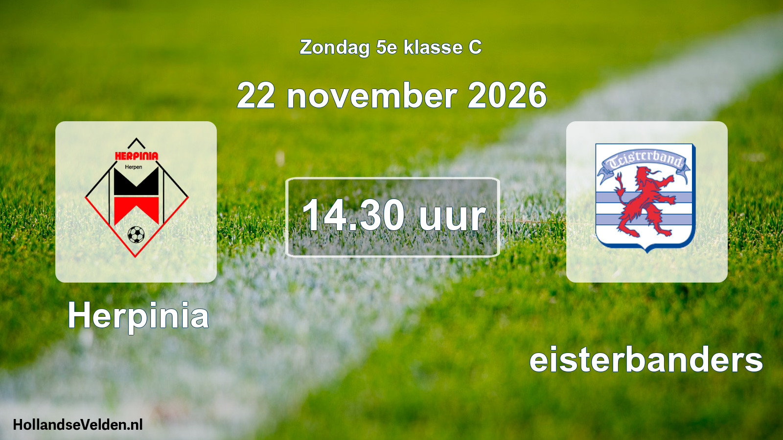 Geplande wedstrijd: Herpinia - Teisterbanders (22 november 2026)