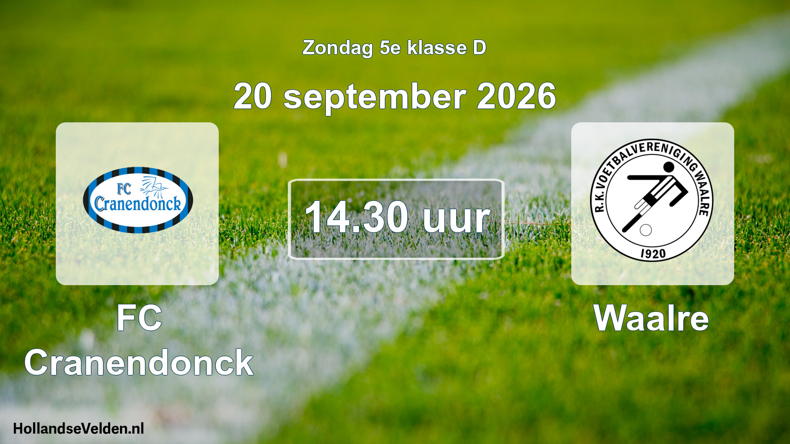 Geplande wedstrijd: FC Cranendonck - Waalre (20 september 2026)