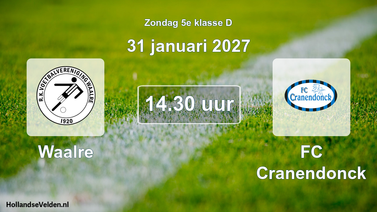 Geplande wedstrijd: Waalre - FC Cranendonck (31 januari 2027)