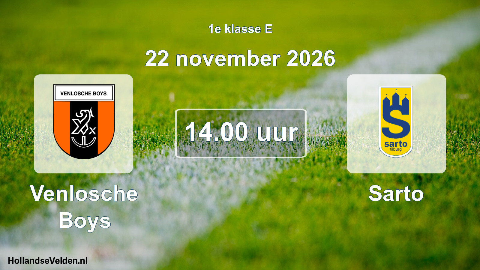 Geplande wedstrijd: Venlosche Boys - Sarto (22 november 2026)