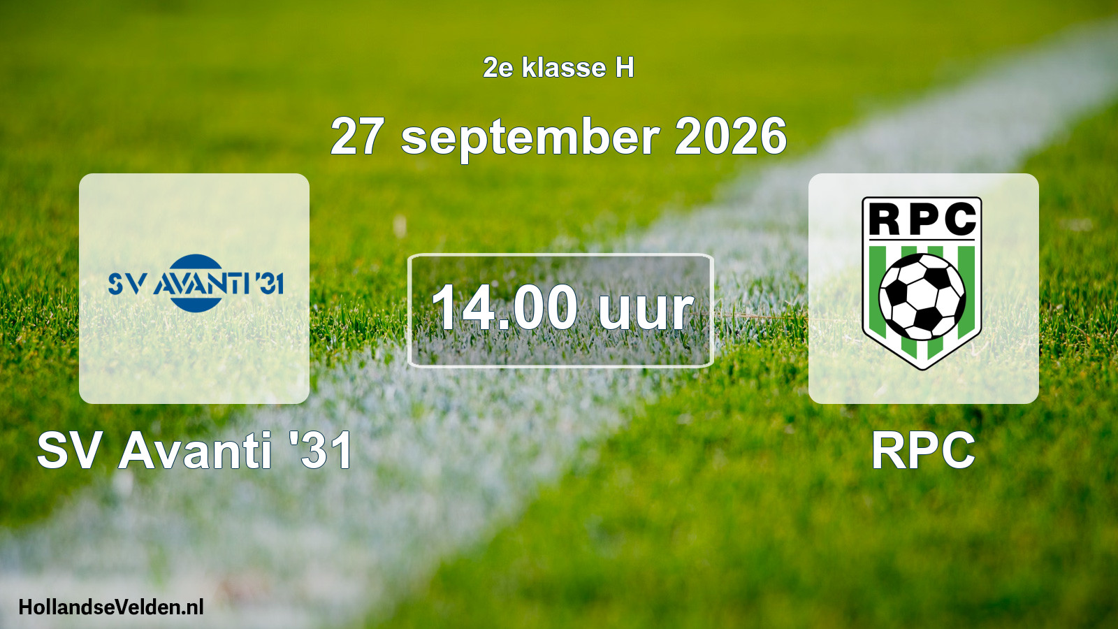 Geplande wedstrijd: SV Avanti '31 - RPC (27 september 2026)