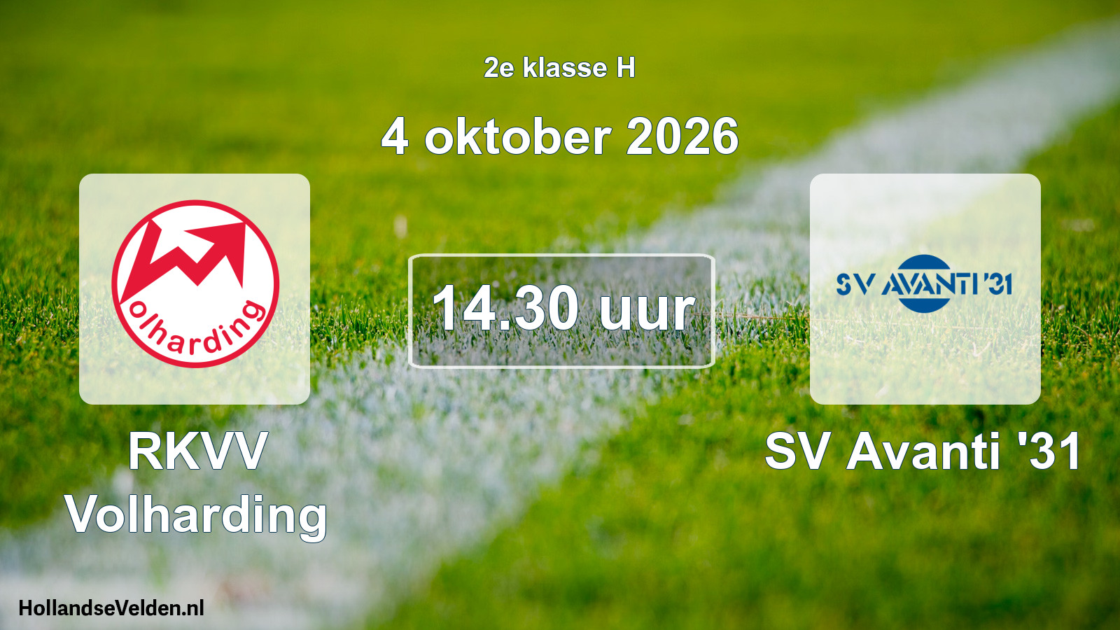Geplande wedstrijd: RKVV Volharding - SV Avanti '31 (4 oktober 2026)