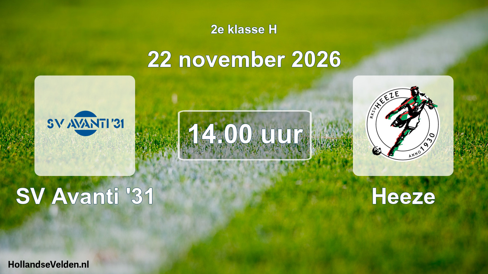 Geplande wedstrijd: SV Avanti '31 - Heeze (22 november 2026)