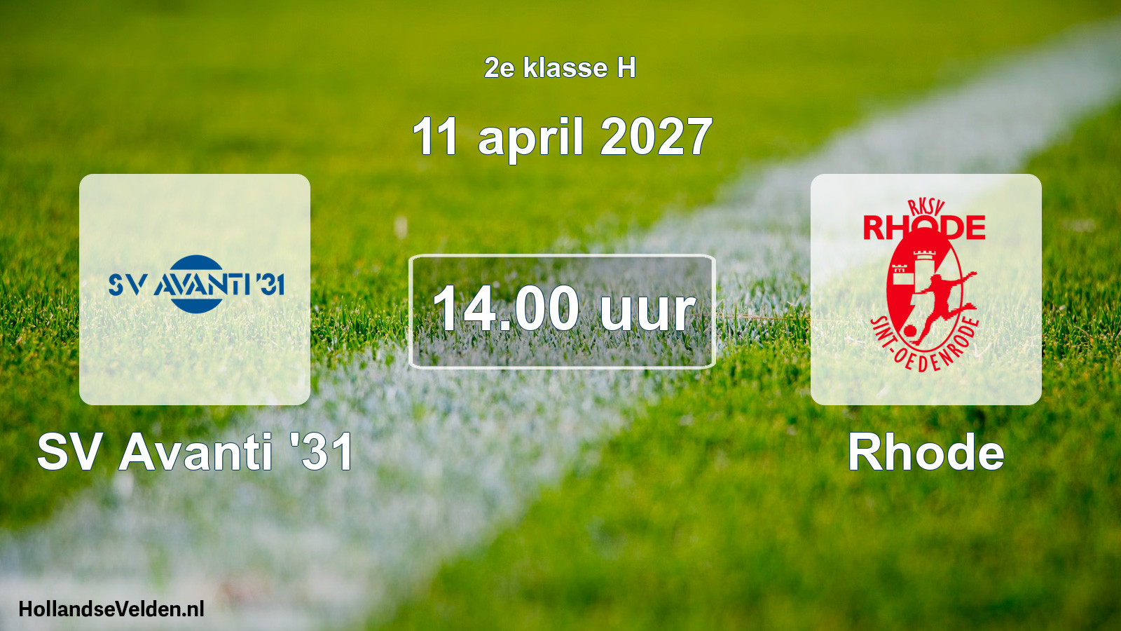 Geplande wedstrijd: SV Avanti '31 - Rhode (11 april 2027)