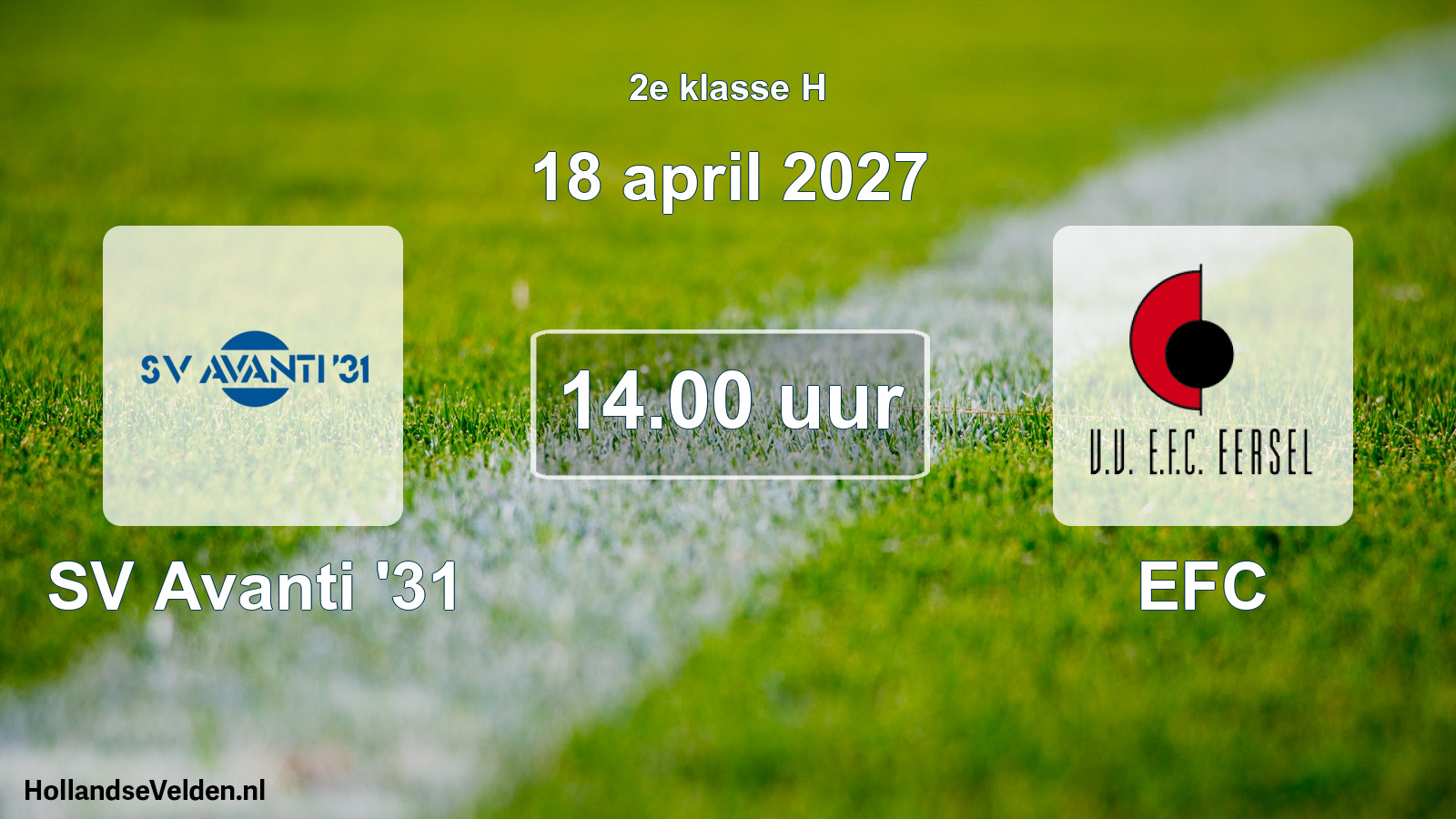 Geplande wedstrijd: SV Avanti '31 - EFC (18 april 2027)