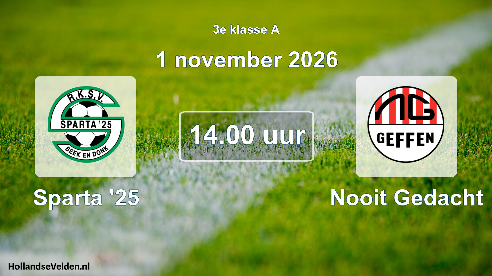 Geplande wedstrijd: Sparta '25 - Nooit Gedacht (1 november 2026)