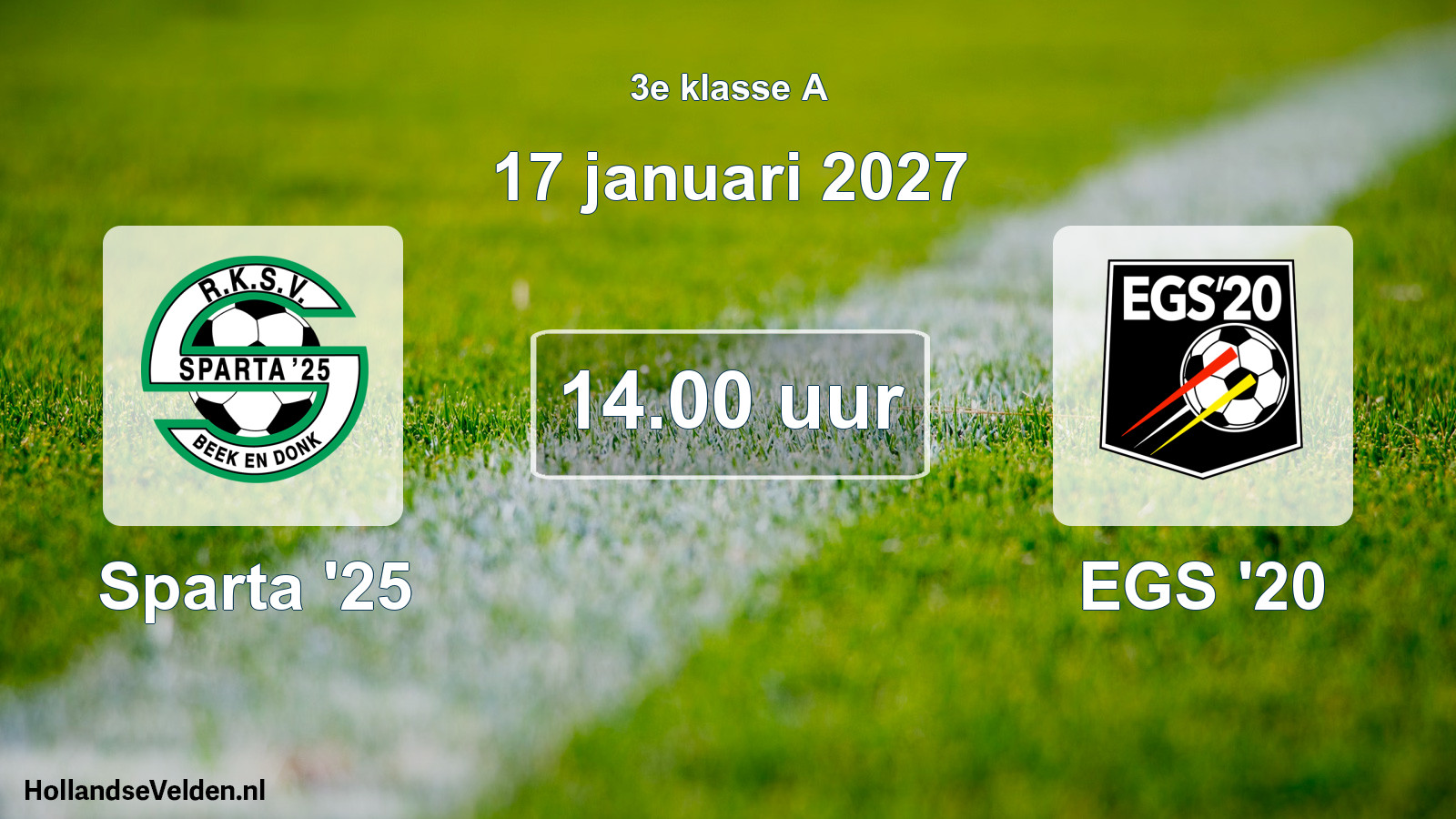 Geplande wedstrijd: Sparta '25 - EGS '20 (17 januari 2027)
