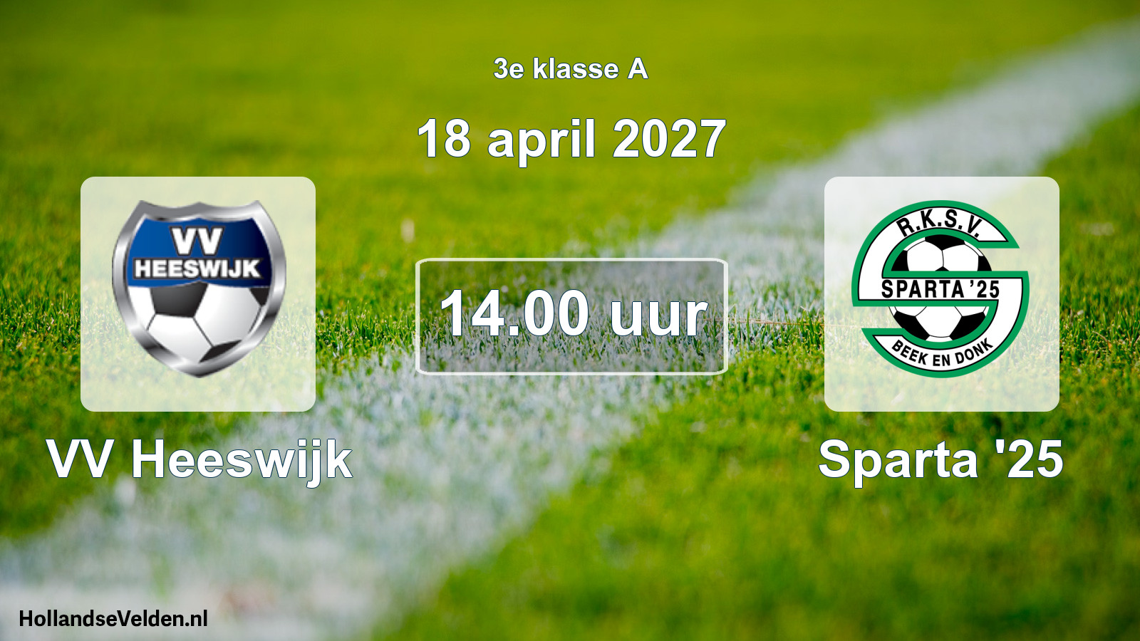 Geplande wedstrijd: VV Heeswijk - Sparta '25 (18 april 2027)