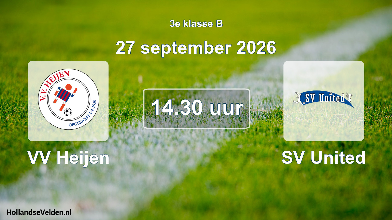 Geplande wedstrijd: VV Heijen - SV United (27 september 2026)