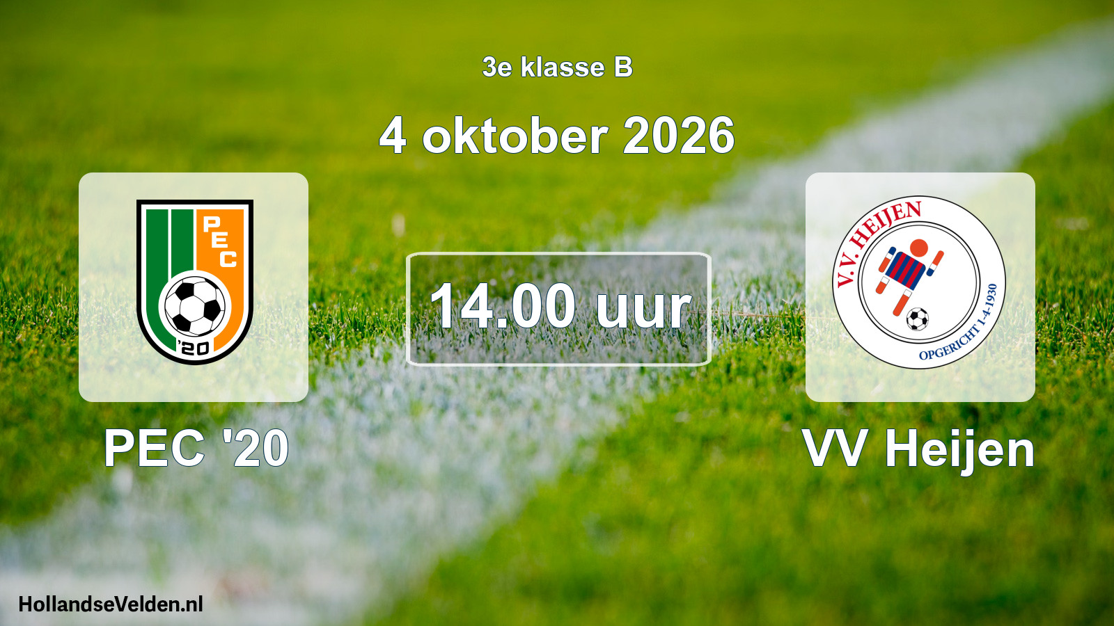 Geplande wedstrijd: PEC '20 - VV Heijen (4 oktober 2026)