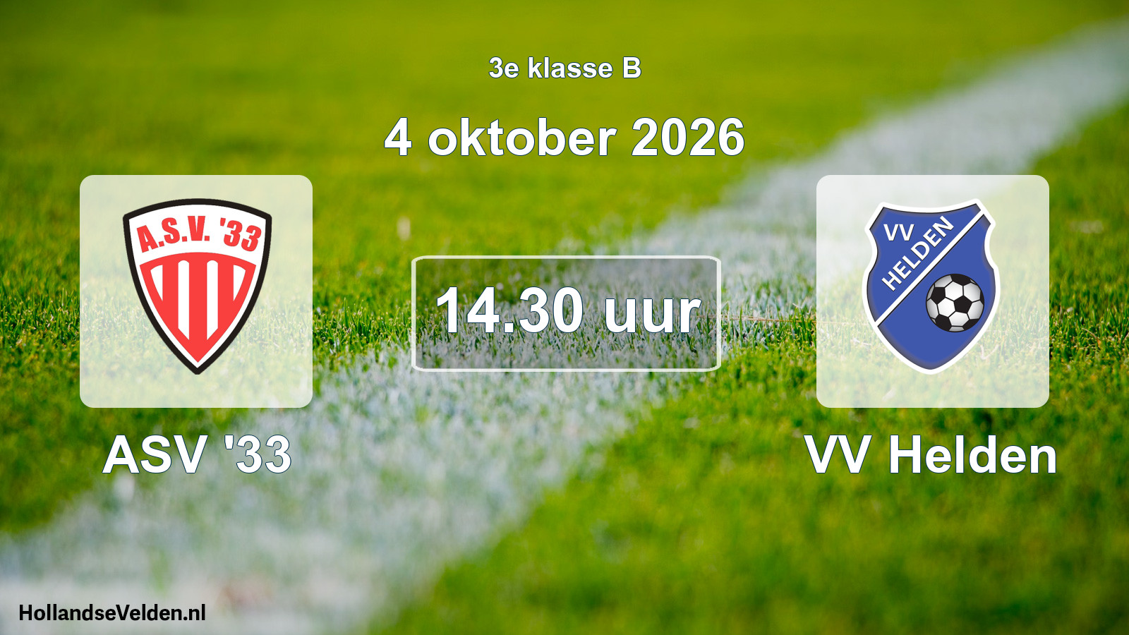 Geplande wedstrijd: ASV '33 - VV Helden (4 oktober 2026)