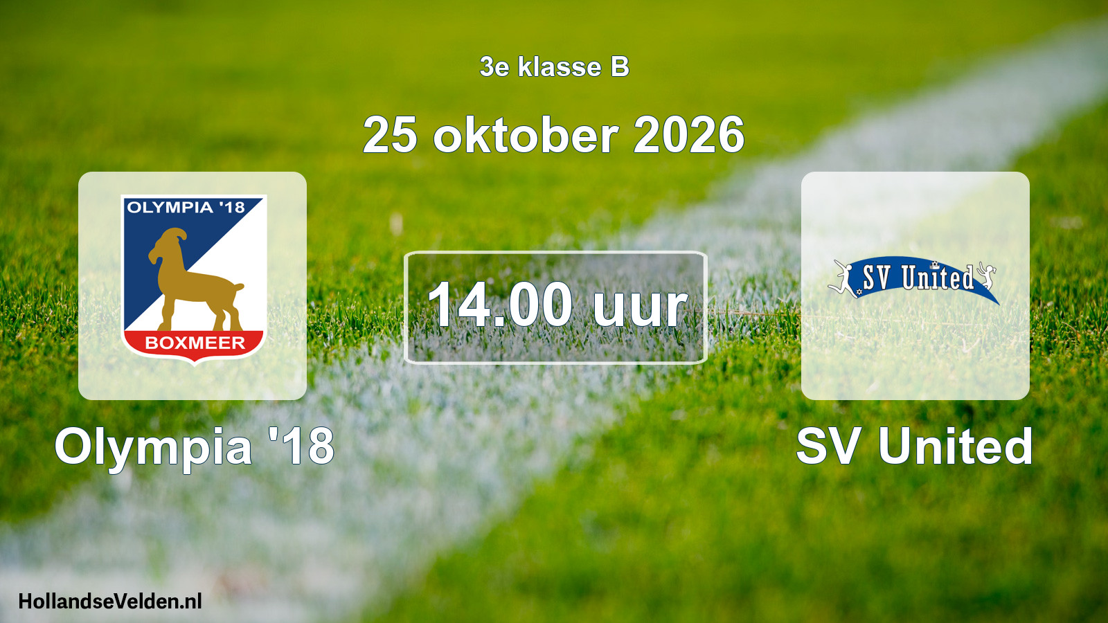 Geplande wedstrijd: Olympia '18 - SV United (25 oktober 2026)