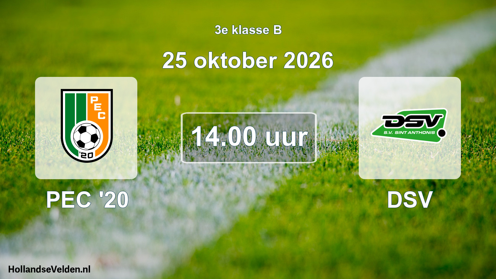 Geplande wedstrijd: PEC '20 - DSV (25 oktober 2026)