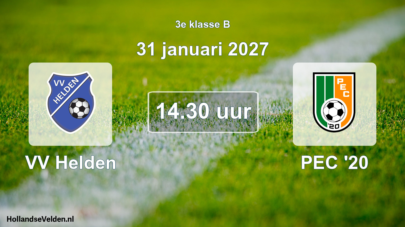 Geplande wedstrijd: VV Helden - PEC '20 (31 januari 2027)