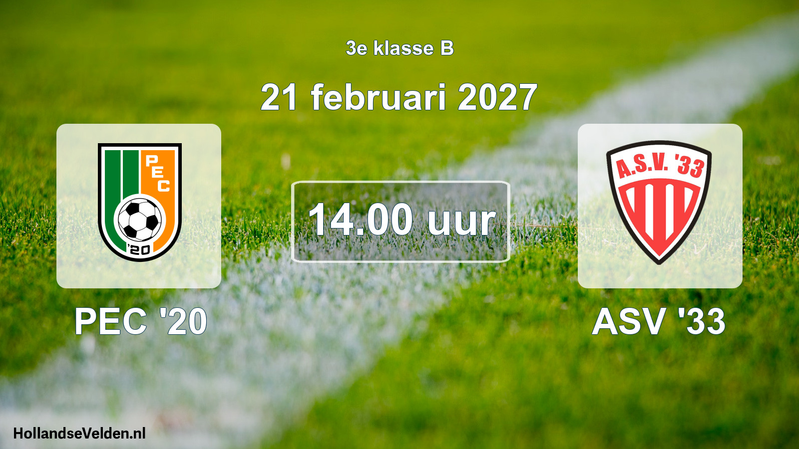 Geplande wedstrijd: PEC '20 - ASV '33 (21 februari 2027)