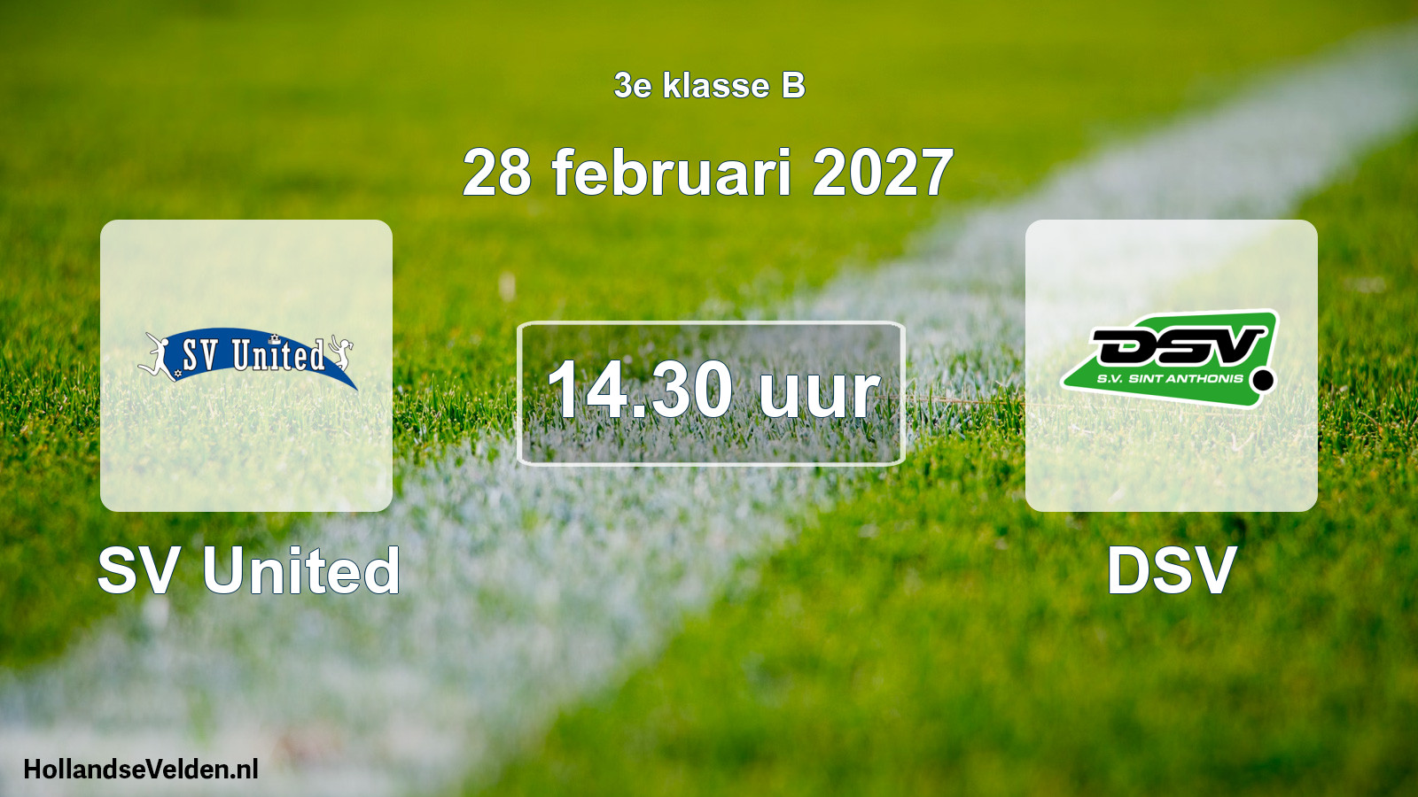 Geplande wedstrijd: SV United - DSV (28 februari 2027)
