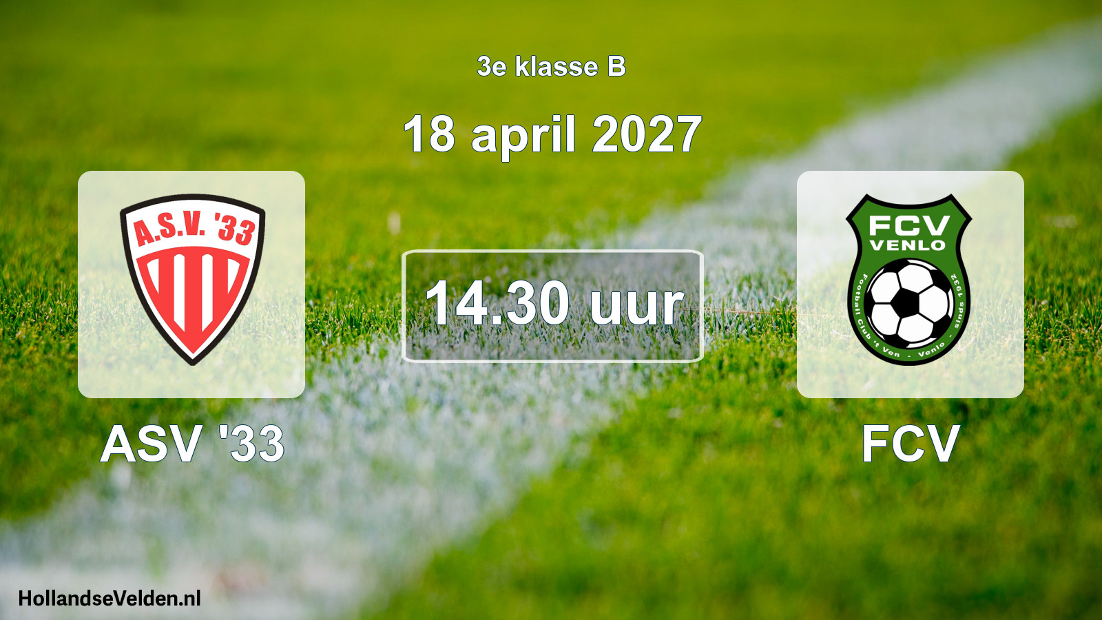 Geplande wedstrijd: ASV '33 - FCV (18 april 2027)