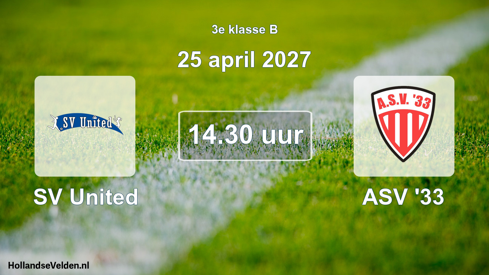 Geplande wedstrijd: SV United - ASV '33 (25 april 2027)