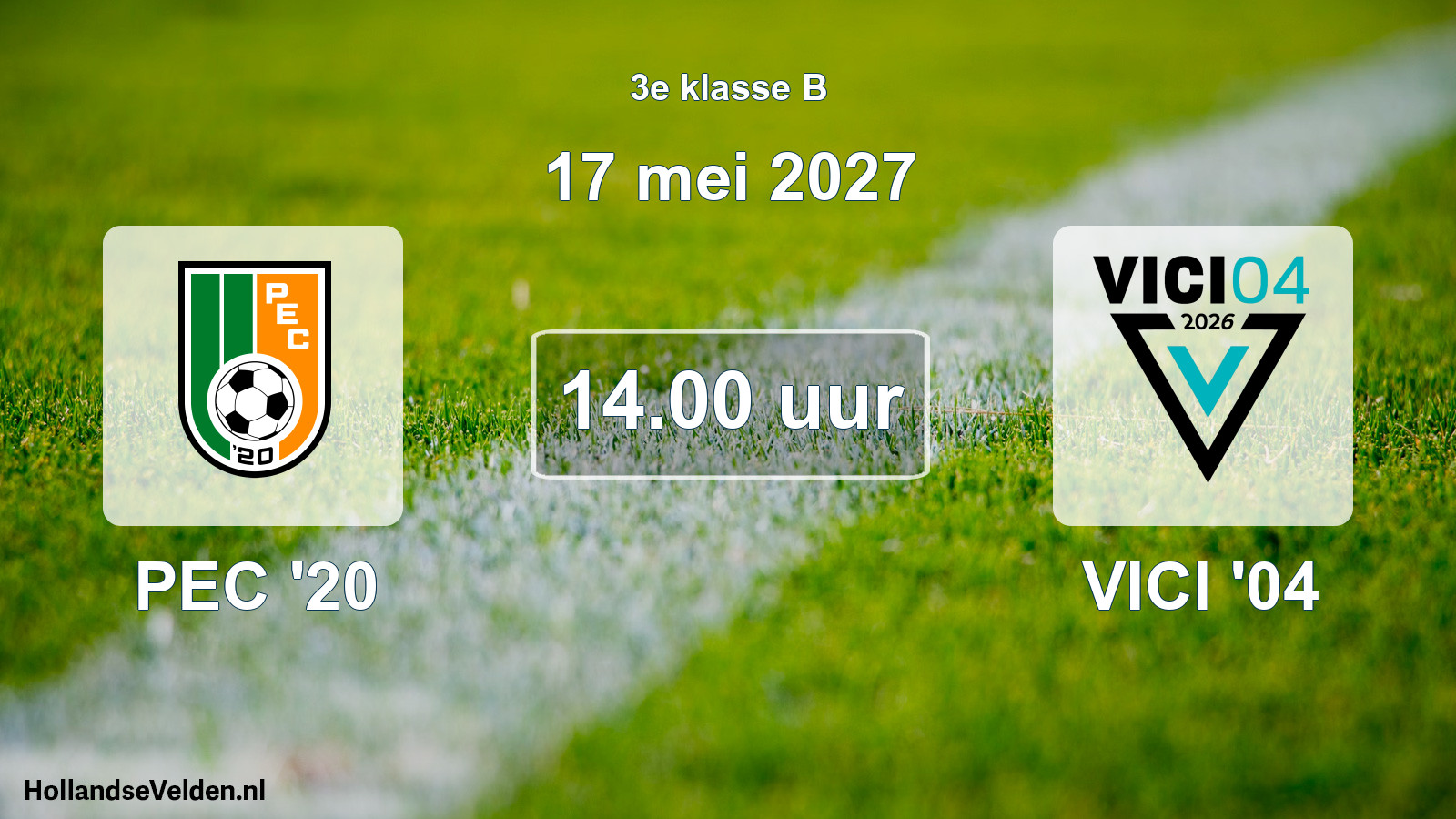 Geplande wedstrijd: PEC '20 - VICI '04 (17 mei 2027)