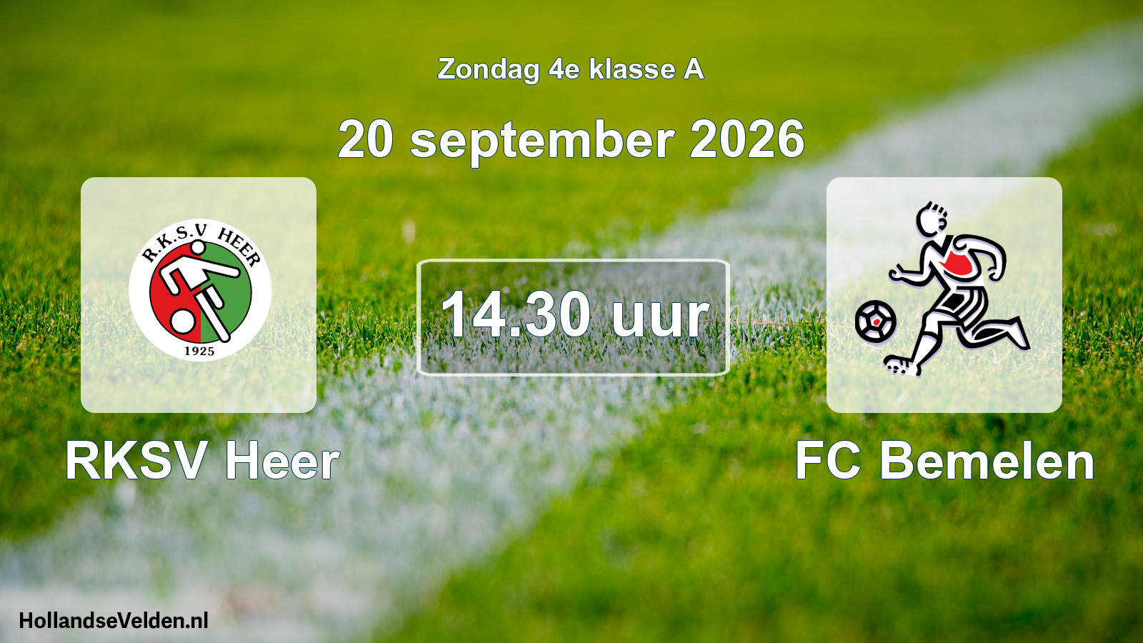 Geplande wedstrijd: RKSV Heer - FC Bemelen (20 september 2026)
