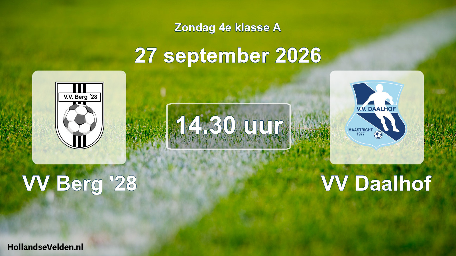 Geplande wedstrijd: VV Berg '28 - VV Daalhof (27 september 2026)
