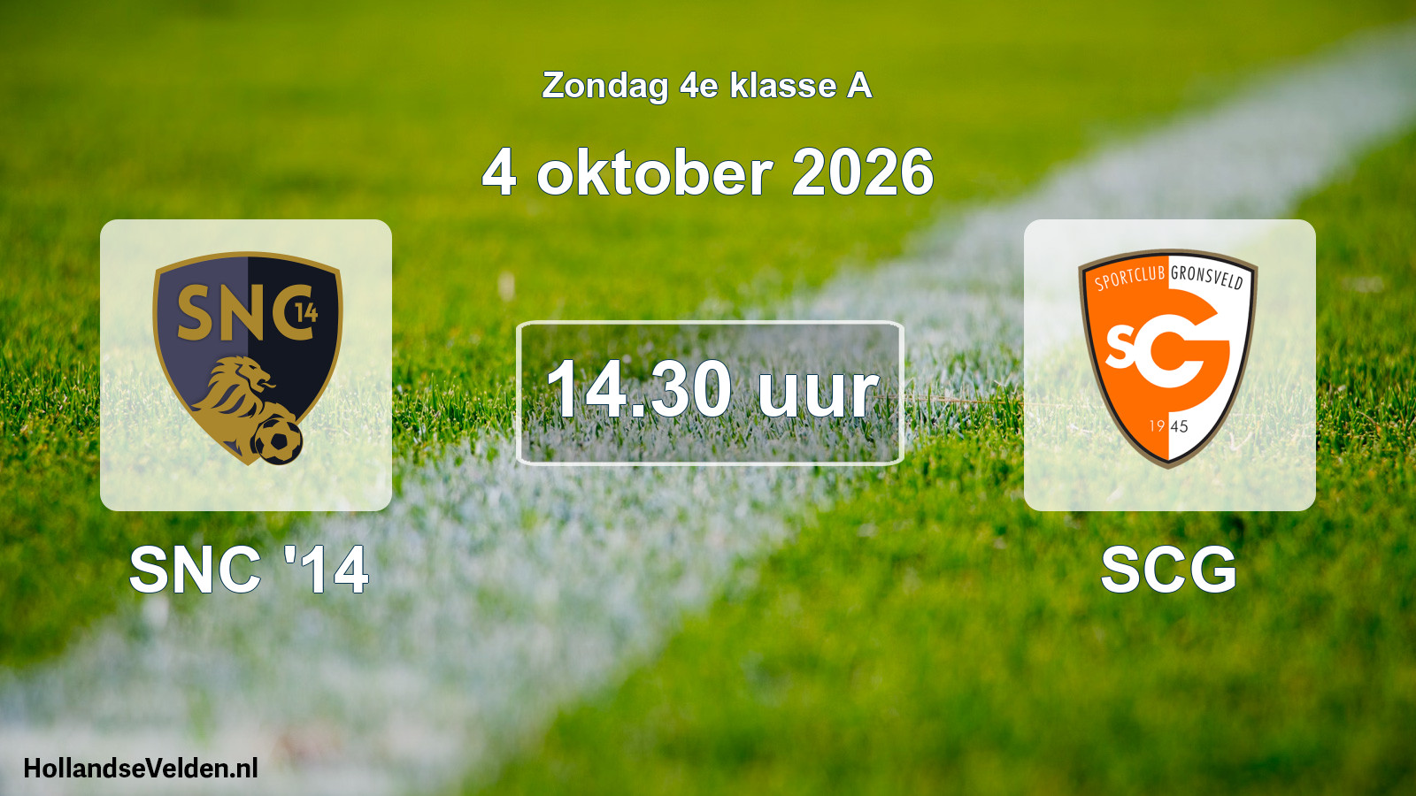 Geplande wedstrijd: SNC '14 - SCG (4 oktober 2026)