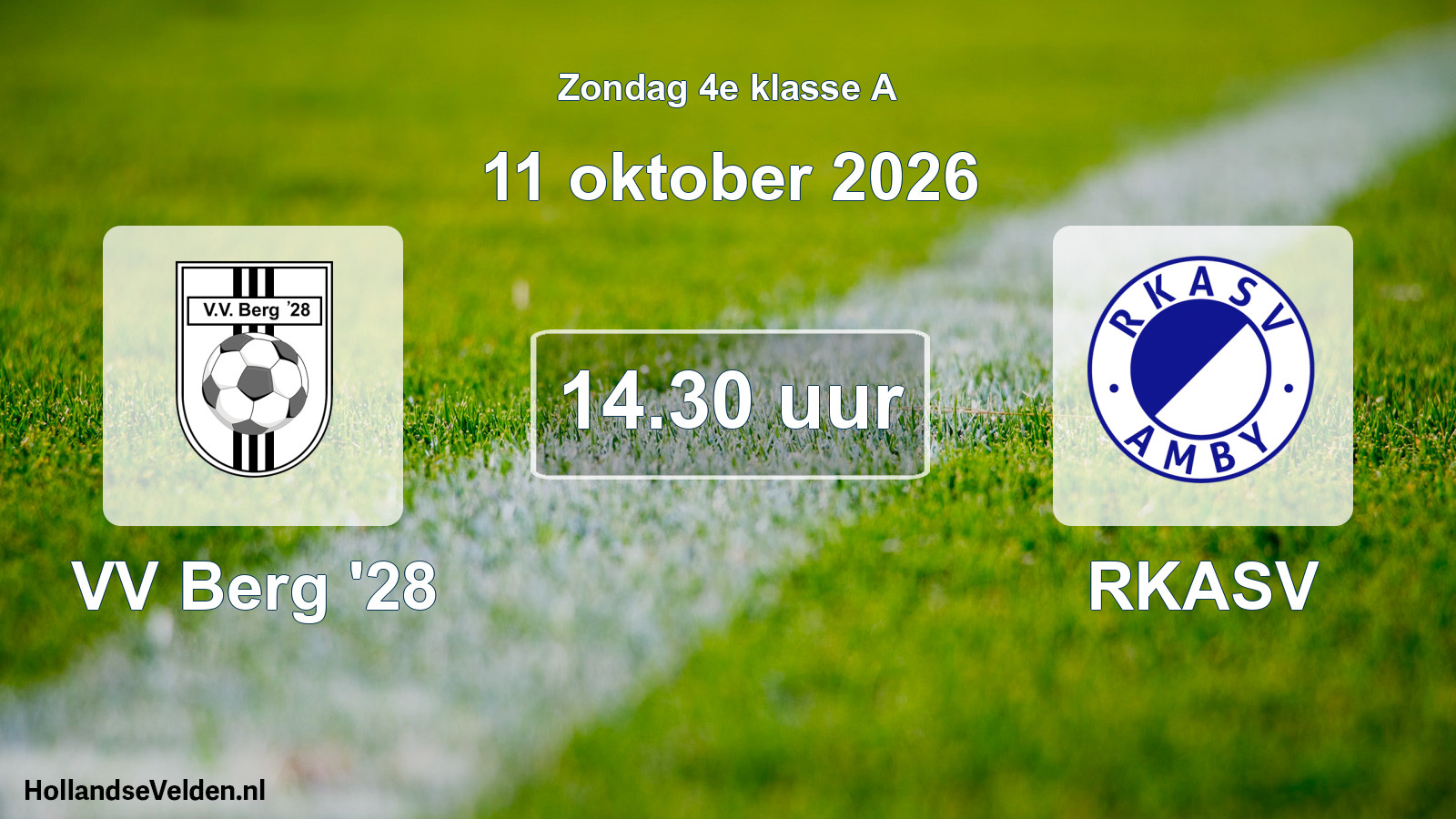 Geplande wedstrijd: VV Berg '28 - RKASV (11 oktober 2026)