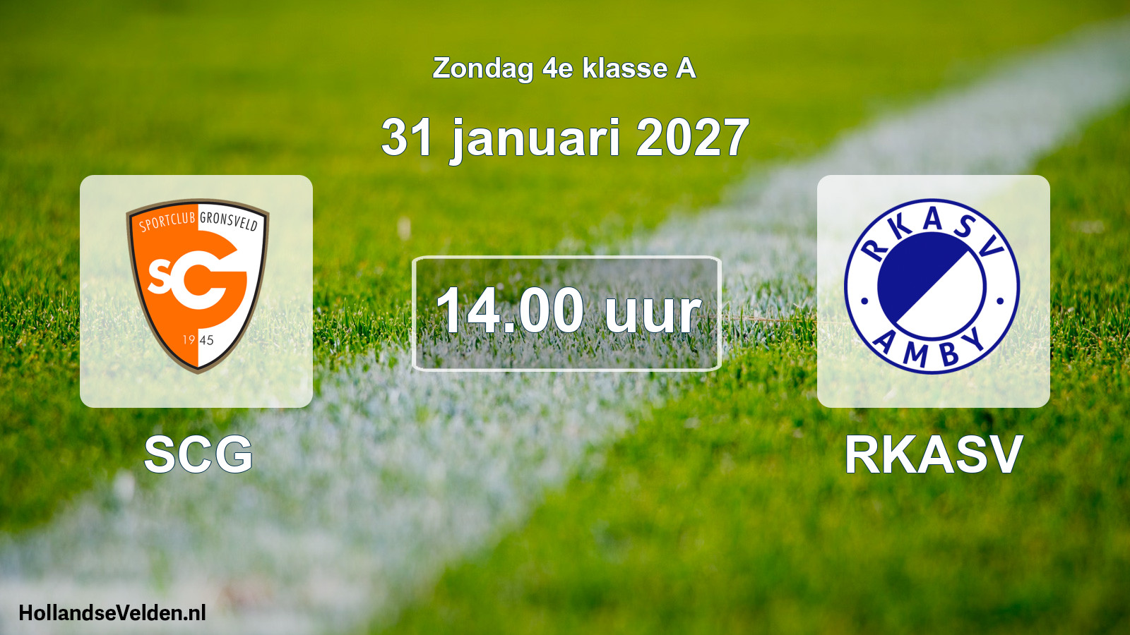 Geplande wedstrijd: SCG - RKASV (31 januari 2027)