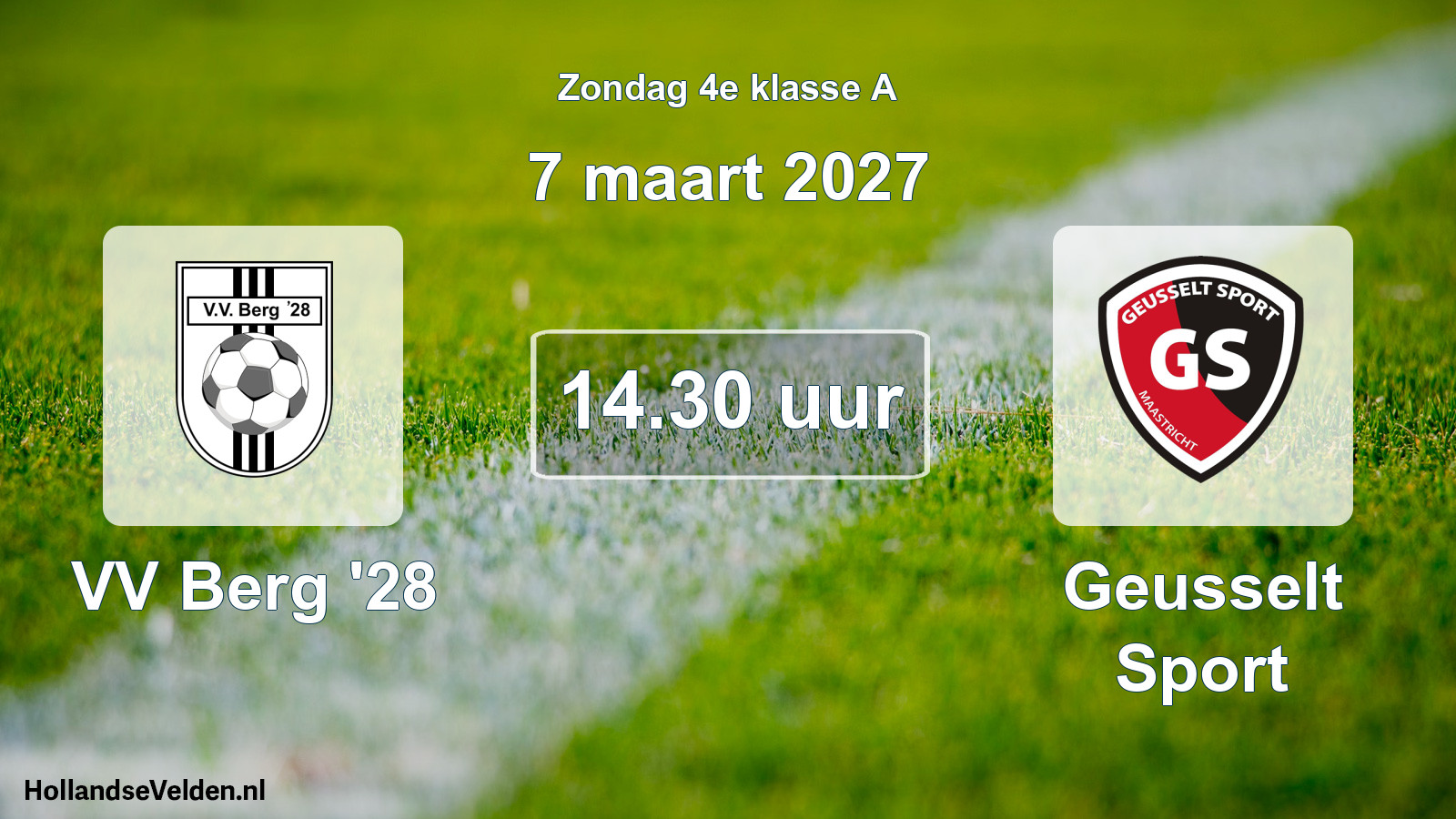 Geplande wedstrijd: VV Berg '28 - Geusselt Sport (7 maart 2027)