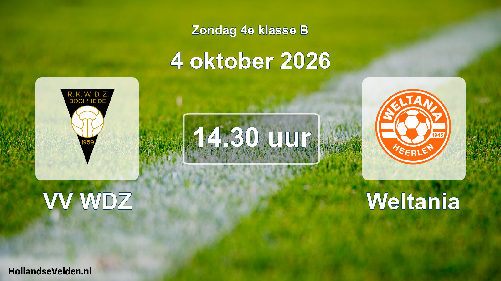 Geplande wedstrijd: VV WDZ - Weltania (4 oktober 2026)
