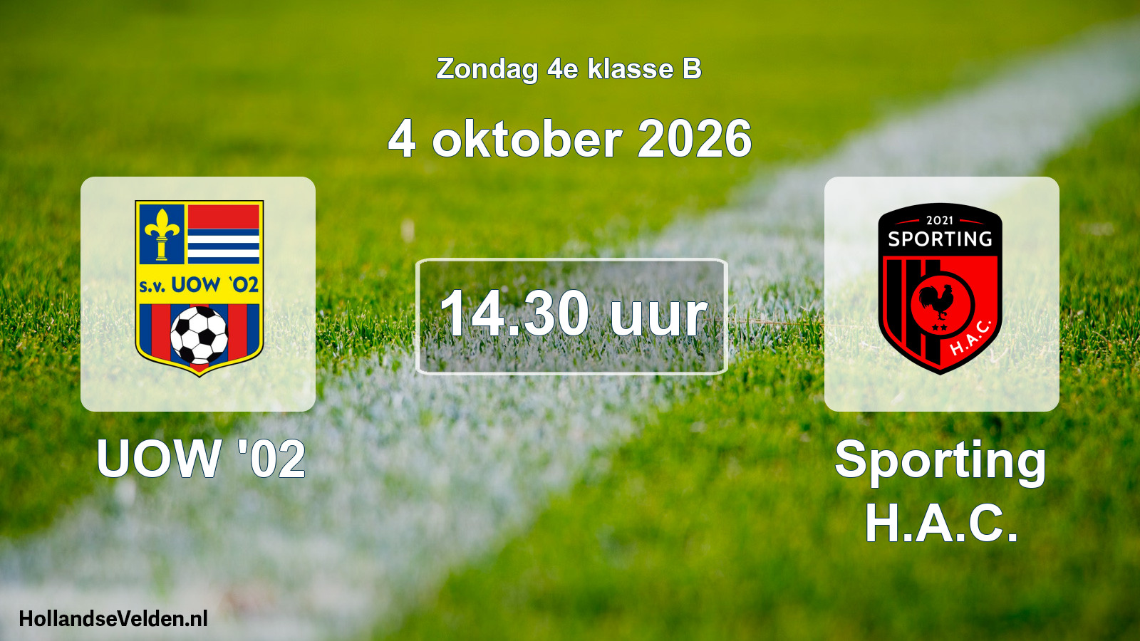 Geplande wedstrijd: UOW '02 - Sporting H.A.C. (4 oktober 2026)