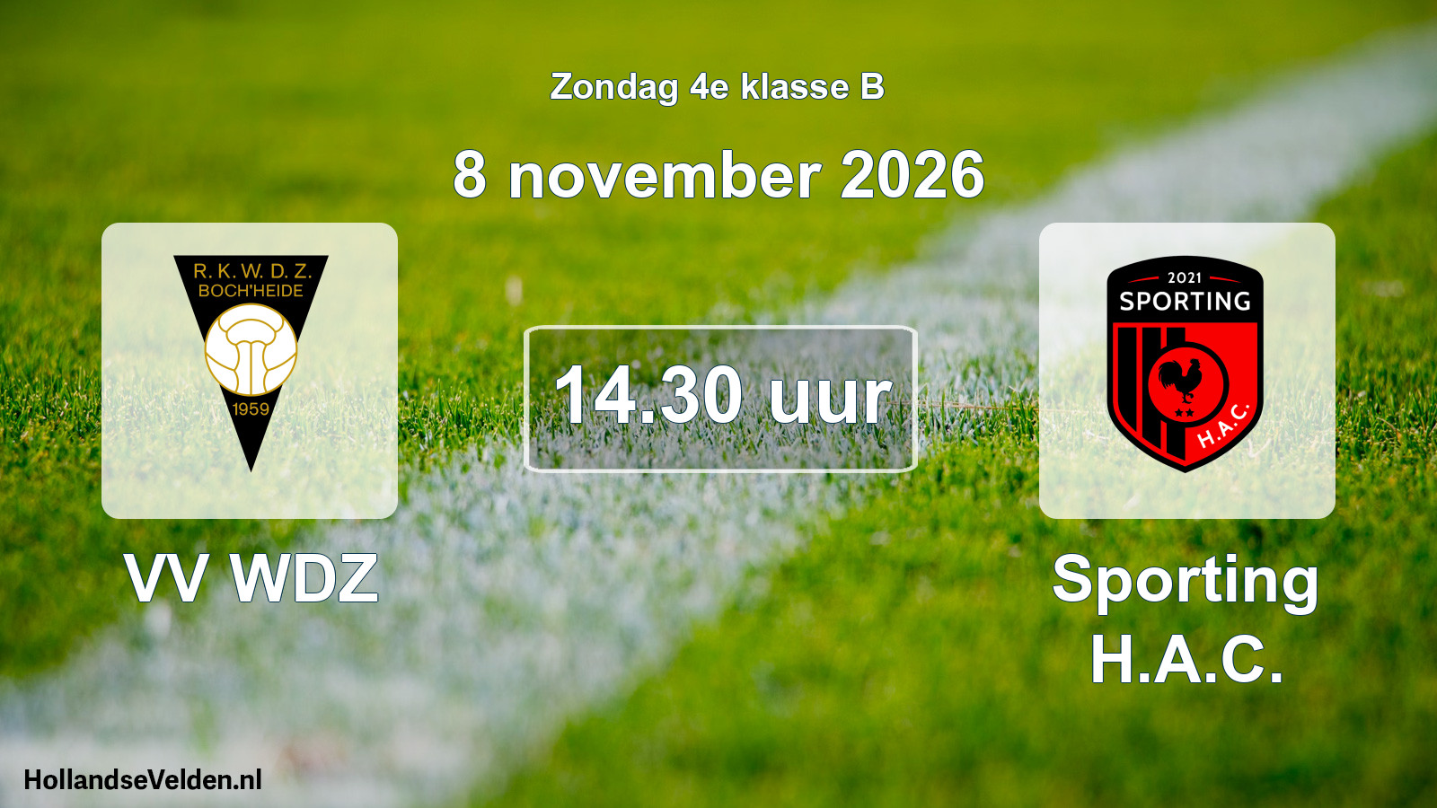 Geplande wedstrijd: VV WDZ - Sporting H.A.C. (8 november 2026)