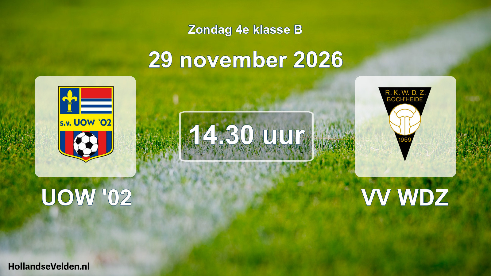 Geplande wedstrijd: UOW '02 - VV WDZ (29 november 2026)