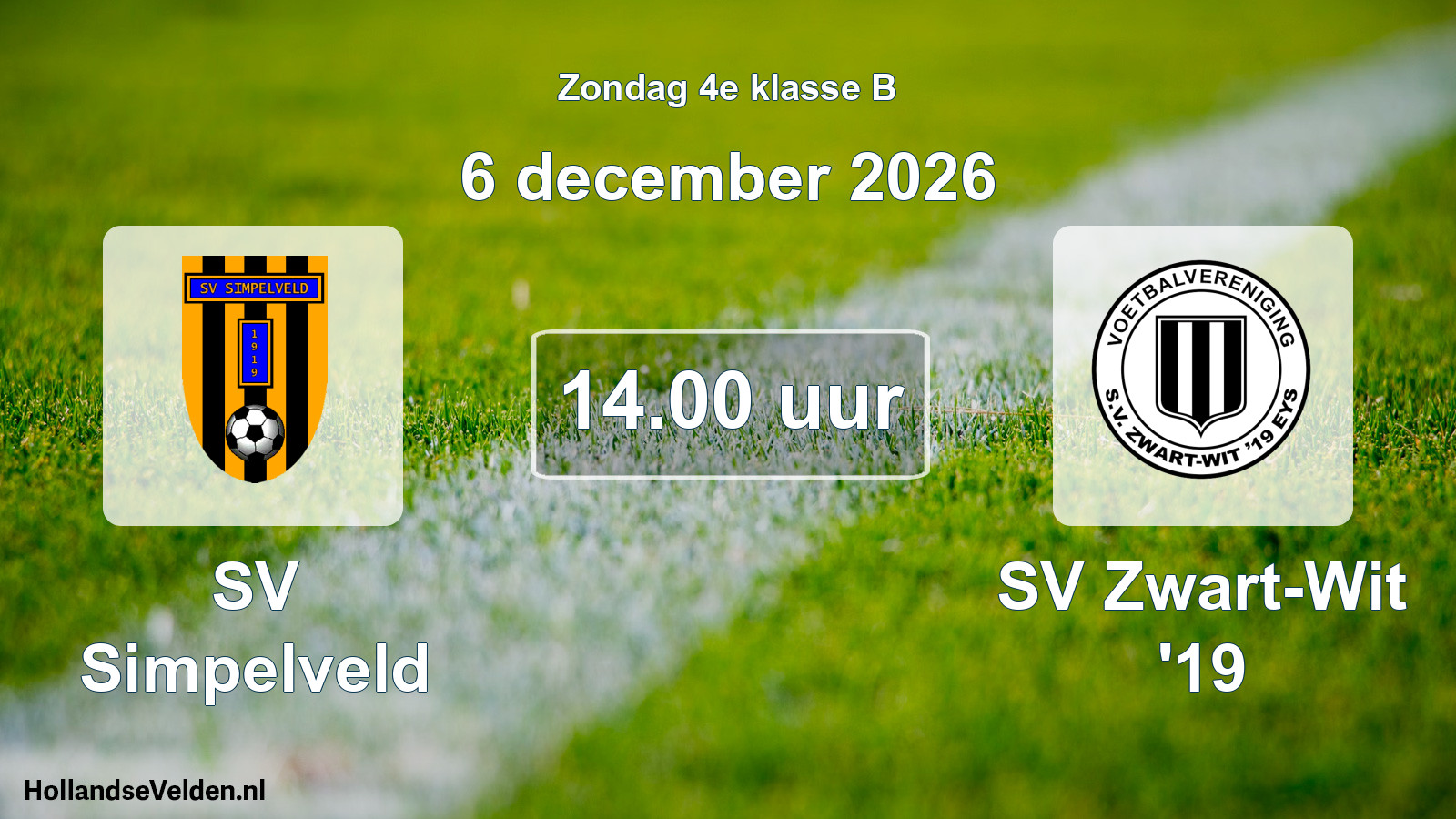 Geplande wedstrijd: SV Simpelveld - SV Zwart-Wit '19 (6 december 2026)