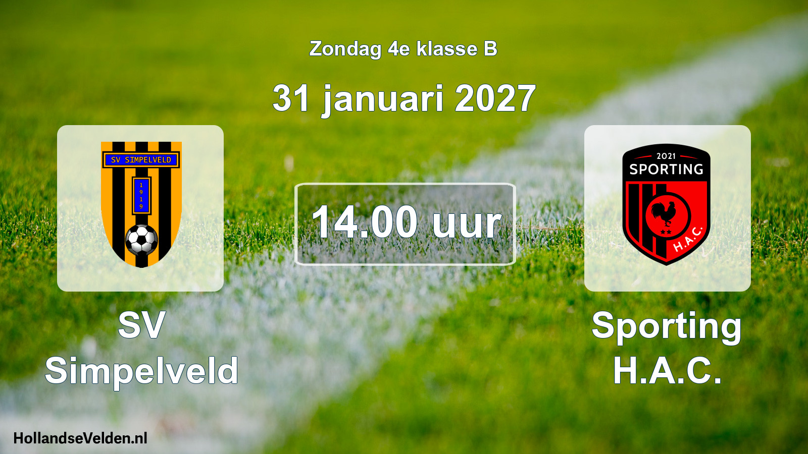Geplande wedstrijd: SV Simpelveld - Sporting H.A.C. (31 januari 2027)