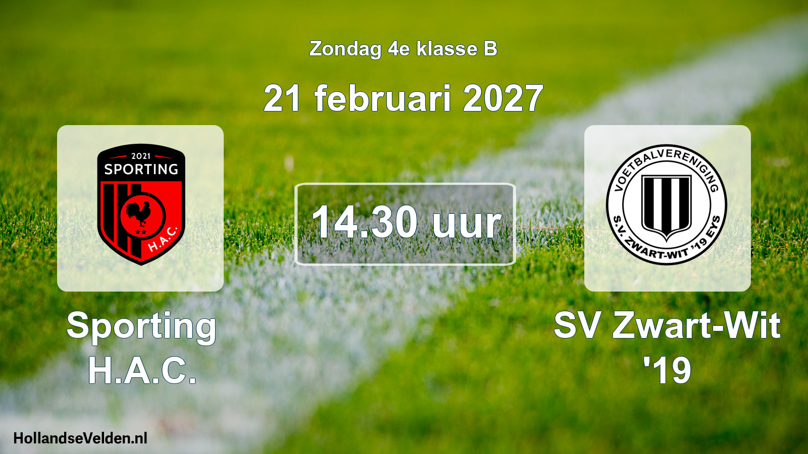 Geplande wedstrijd: Sporting H.A.C. - SV Zwart-Wit '19 (21 februari 2027)