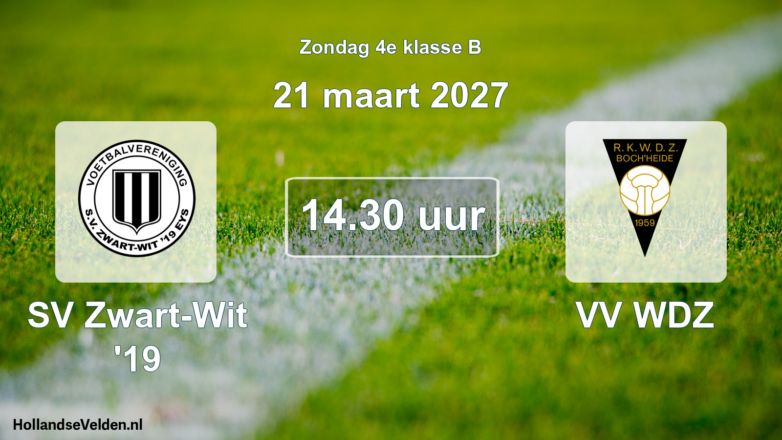 Geplande wedstrijd: SV Zwart-Wit '19 - VV WDZ (21 maart 2027)