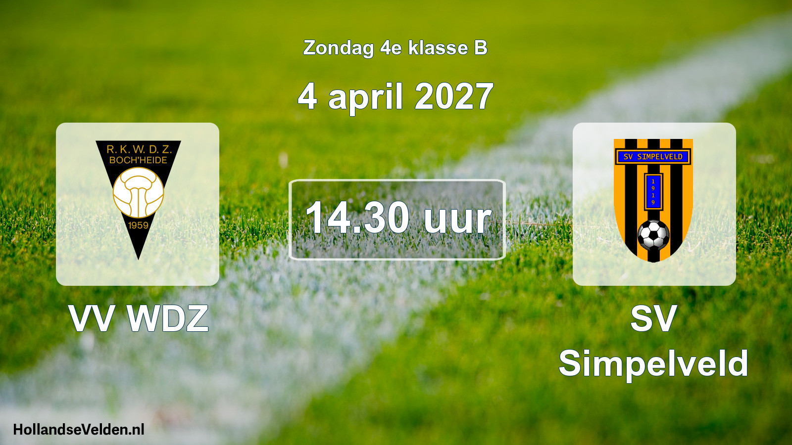 Geplande wedstrijd: VV WDZ - SV Simpelveld (4 april 2027)