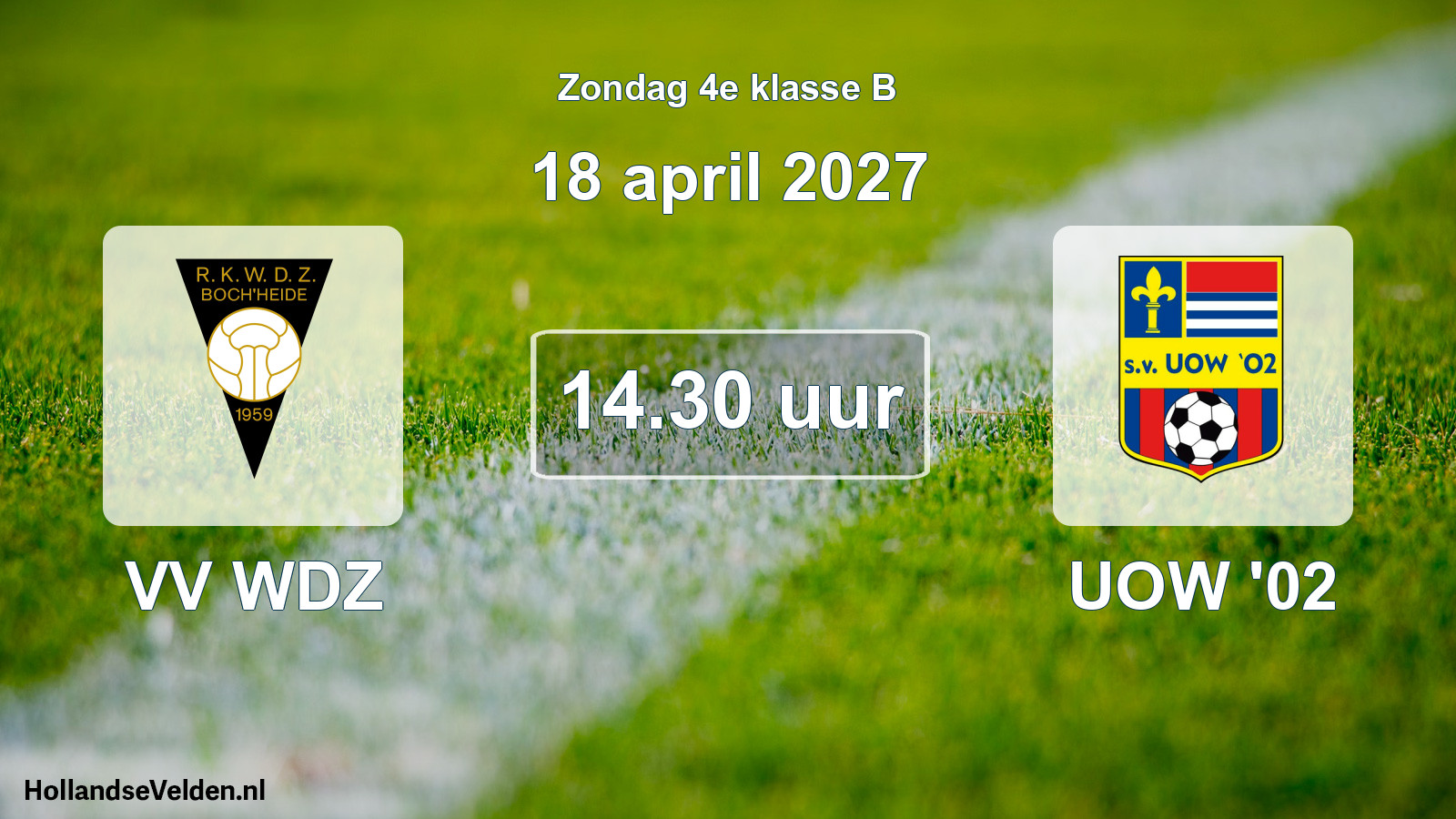 Geplande wedstrijd: VV WDZ - UOW '02 (18 april 2027)
