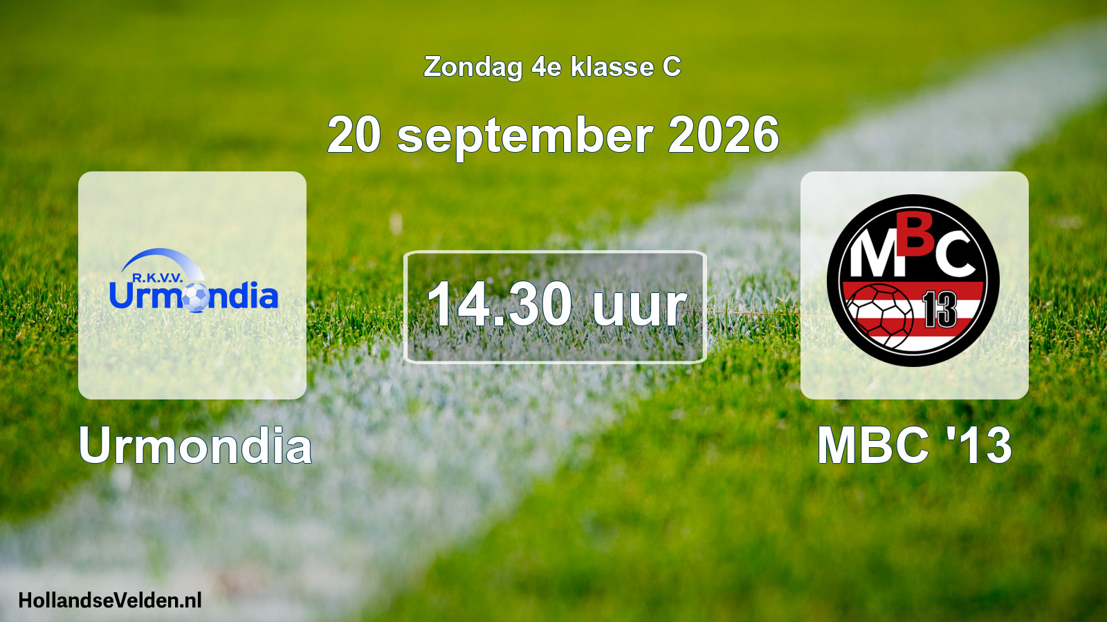 Geplande wedstrijd: Urmondia - MBC '13 (20 september 2026)