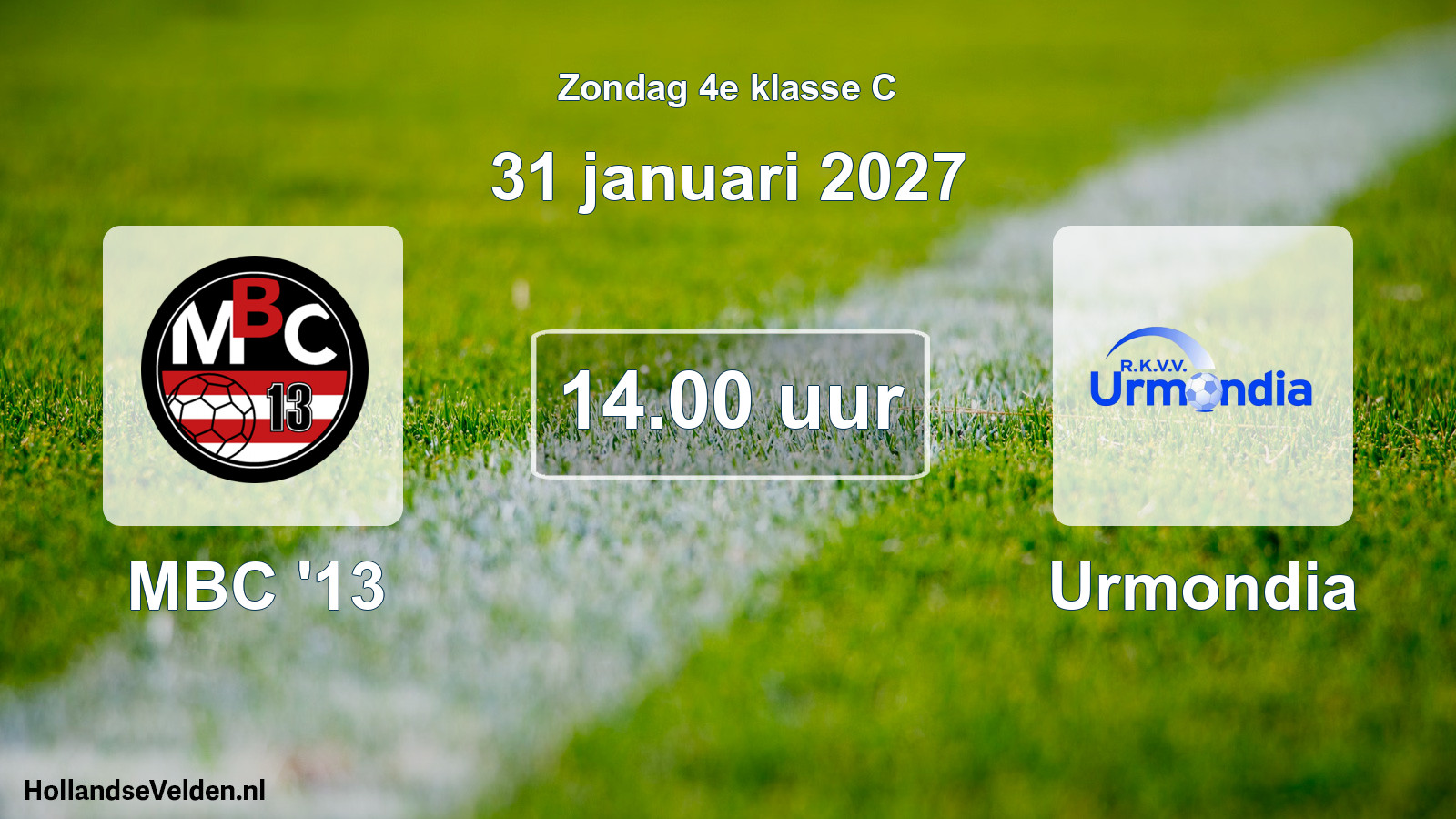 Geplande wedstrijd: MBC '13 - Urmondia (31 januari 2027)